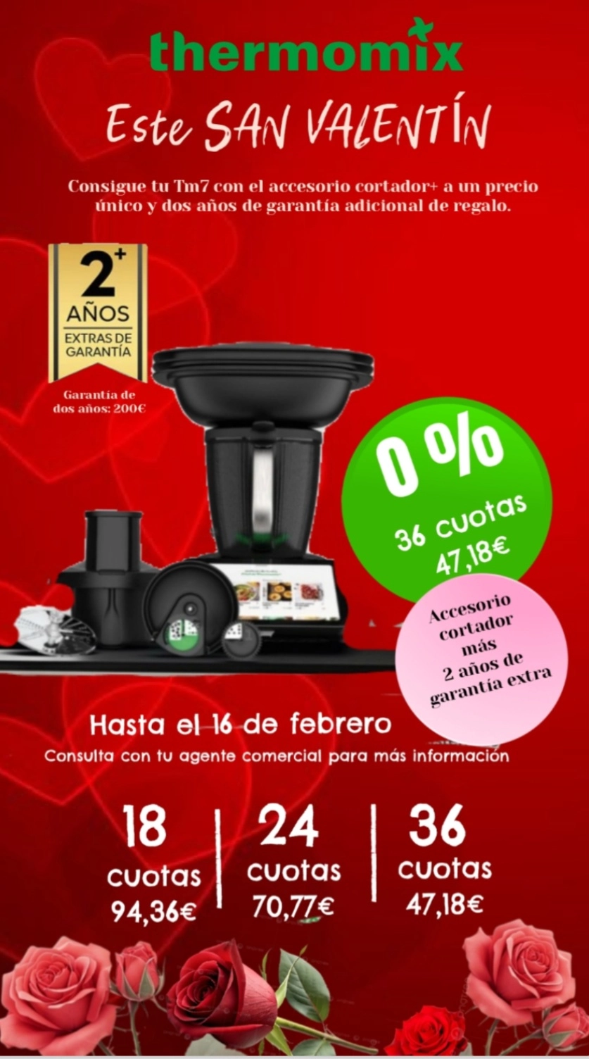 Día de los enamorados!! Thermomix Tm7 Sin intereses, más accesorio cortador, más dos años de garantía extra